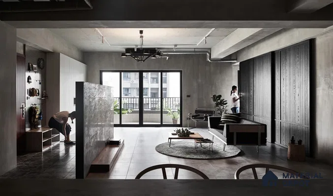 a kitchen with marble counter tops and stainless steel appliances on the wall, along with hanging lights hanging from the ceiling over the ceiling over the wall next to an island in front of a window sill and white